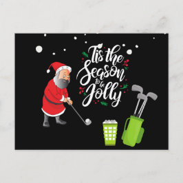 Postal Navidades de la bola de golf Golfer Santa Claus