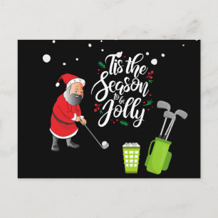 Postal Navidades de la bola de golf Golfer Santa Claus