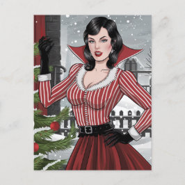 Postal Navidades de la dama de vampiros festivos