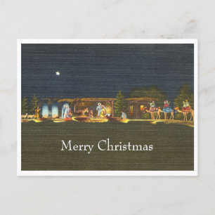 Postal Navidades de la escena nativa de los años 40