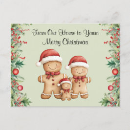 Postal Navidades de la familia Cute Gingerbread Cookie