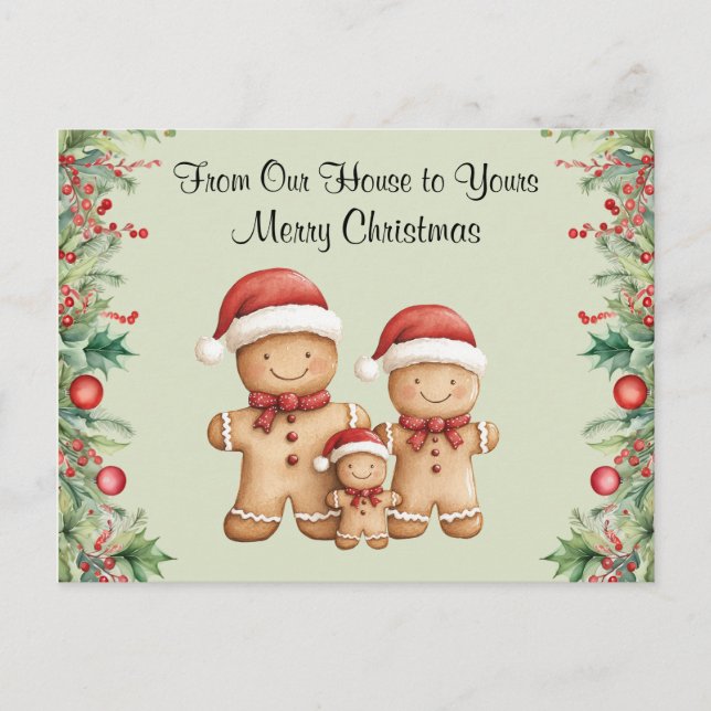 Postal Navidades de la familia Cute Gingerbread Cookie (Anverso)