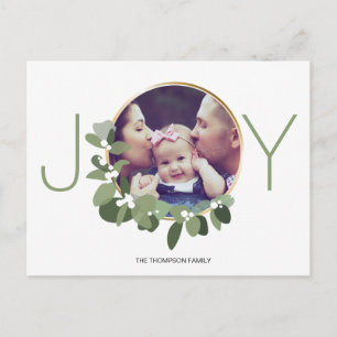Postal Navidades de la familia Joy Minimalista Wreath Fot