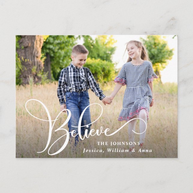 Postal Navidades de la foto de navidad saludan feriado (Anverso)