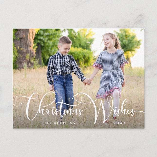 Postal Navidades de la foto de navidad saludan feriado (Anverso)