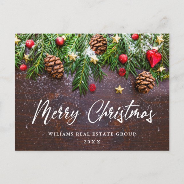 Postal Navidades De La Rama De Los Cones De Pino Saludos  (Anverso)