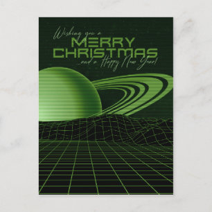 Postal Navidades de la retroonda verde