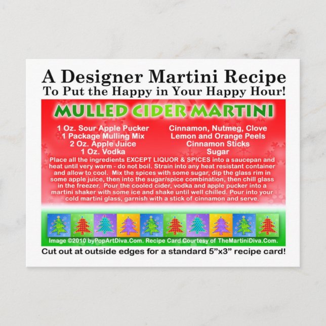 Postal Navidades de la sidra Mulled Martini Postcard (Anverso)