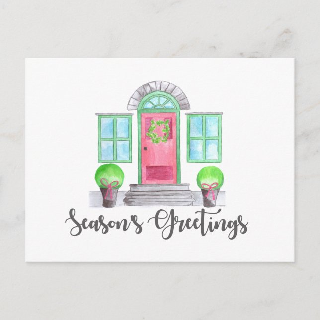 Postal Navidades de la temporada de saludos en casa (Anverso)