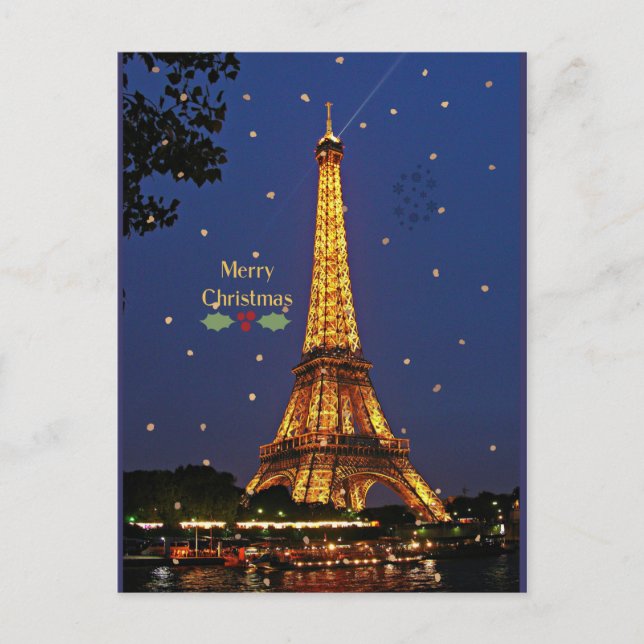 Postal Navidades de la Torre Eiffel (Anverso)