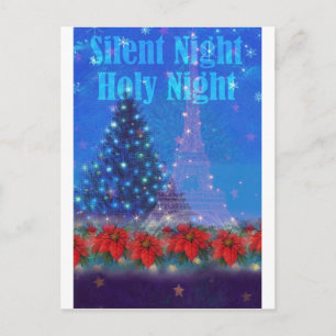 Postal Navidades de la Torre Eiffel Pine Poinsettia