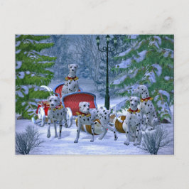 Postal Navidades de la Vintage Dalmatian Sleigh Snow