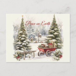 Postal Navidades de la vintage escena invernal