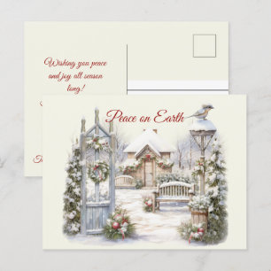 Postal Navidades de la vintage escena invernal