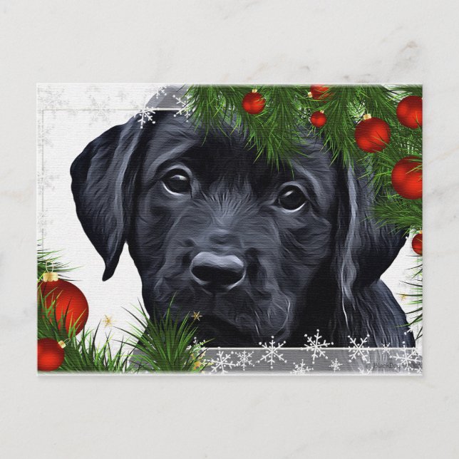 Postal Navidades de Labrador Negro - Vacaciones de perro  (Anverso)