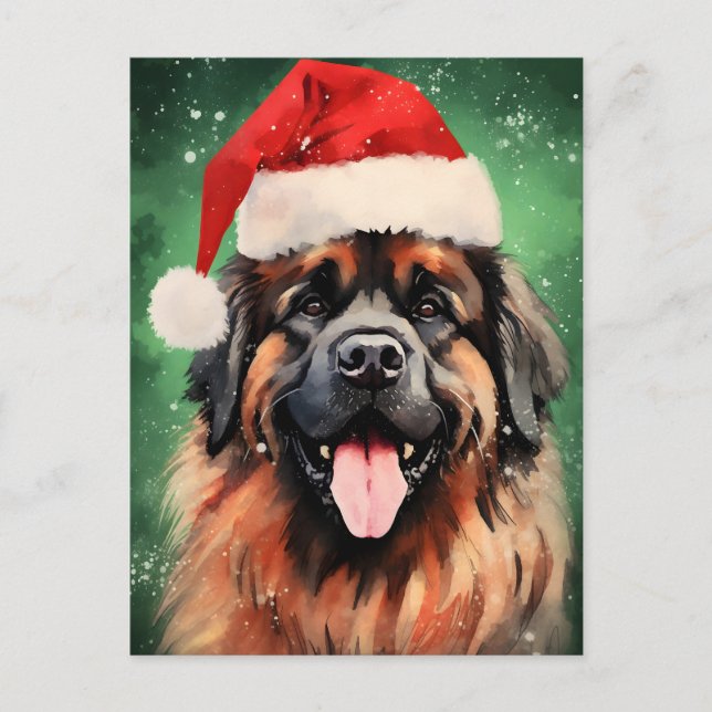 Postal Navidades de Leonberger pinchan arte (Anverso)