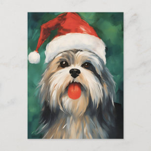 Postal Navidades de Lhasa Apso pinchan arte