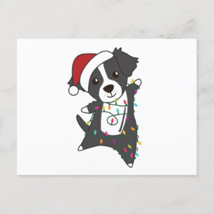 Postal Navidades de lineas de color Perro Animales de inv