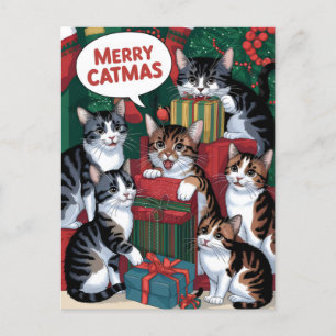 Postal Navidades de los aficionados al gato adoran la vin