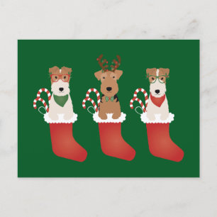 Postal Navidades de los perros de la cadena Welsh Wire Fo