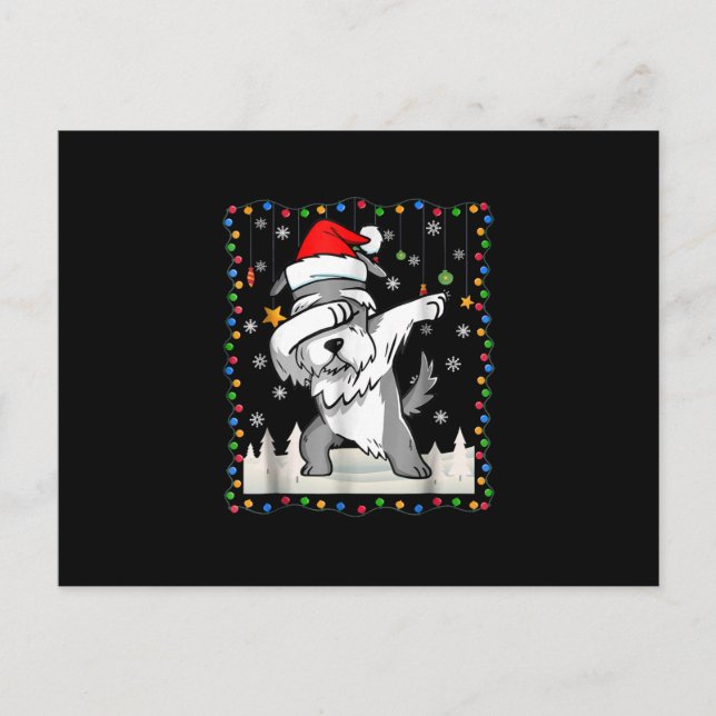 Postal navidades de luz dabbing schnauzer santa (Anverso)
