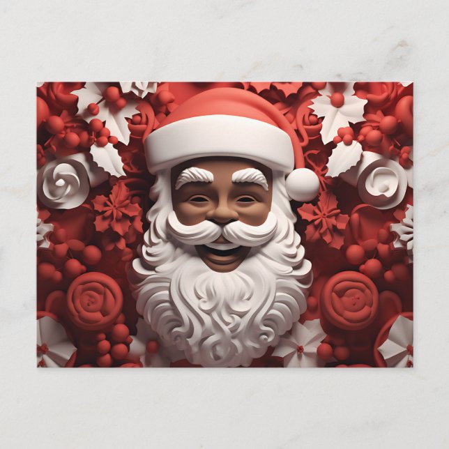 Postal Navidades de Melanin en Santa Claus negro de Áfric (Anverso)