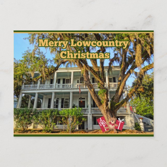 Postal Navidades de Merry Lowcountry en feriado de Caroli (Anverso)