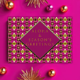Postal Navidades de moda Tropical Rosa y Gold Aloha
