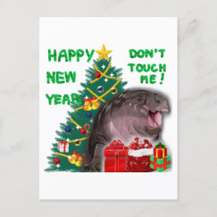 Postal Navidades de Moo Deng Hippo
