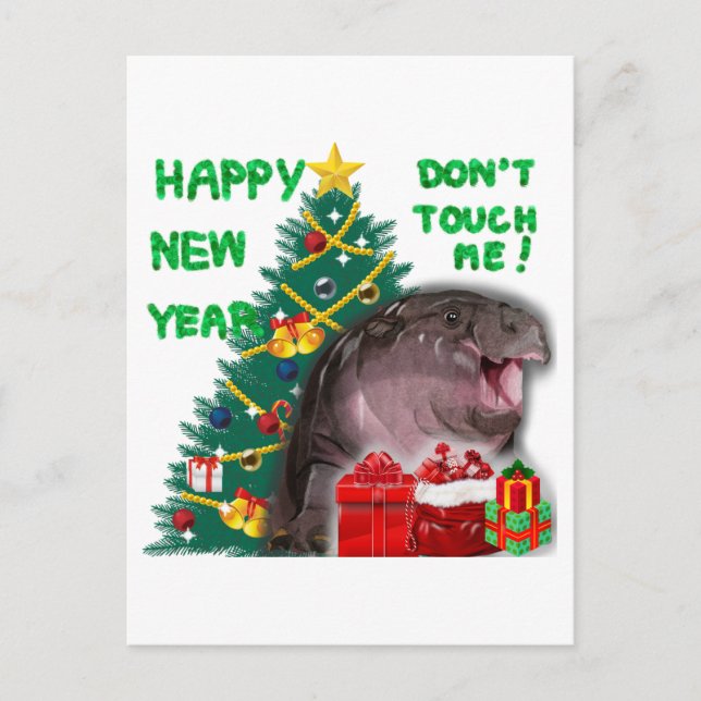Postal Navidades de Moo Deng Hippo (Anverso)