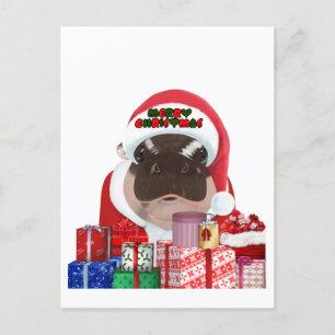 Postal Navidades de Moo Deng Hippo