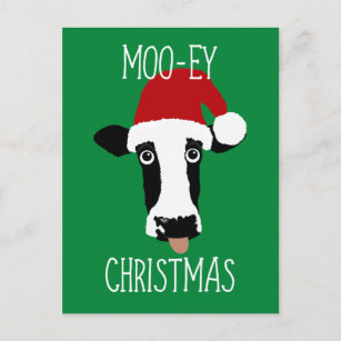Postal Navidades de Moo-ey Cow Funny Santa Claus