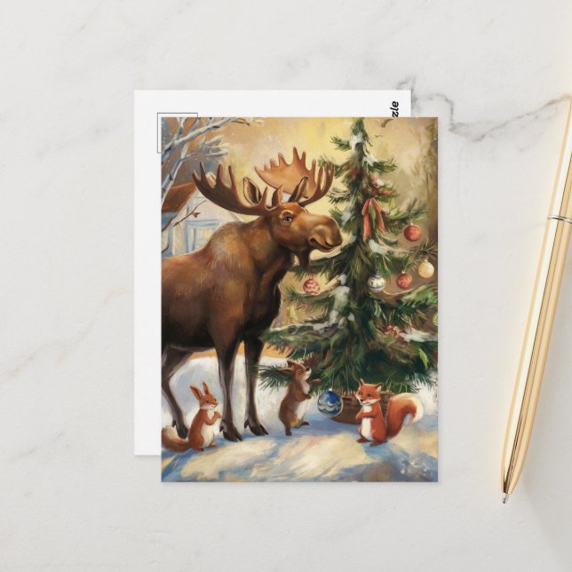 Postal Navidades de Moose y Squirrels (Anverso/Reverso In Situ)