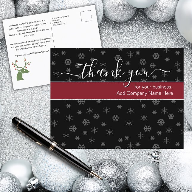 Postal Navidades de negocios personalizados Gracias Mensa (Custom Business Christmas Thank You Messages)