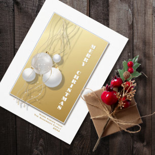 Postal Navidades de Ornamentos de Oro Blanco