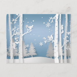 Postal Navidades de Papercut Winter Forest y Squirrels