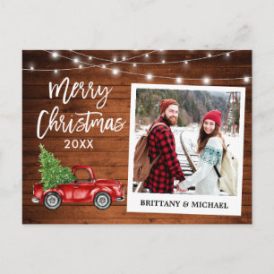 Postal Navidades de parejas de vintage de madera de Camió