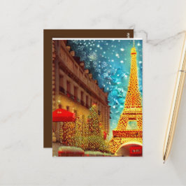 Postal Navidades de París, torre elfle