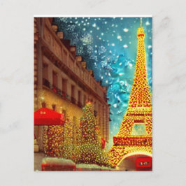 Postal Navidades de París, torre elfle