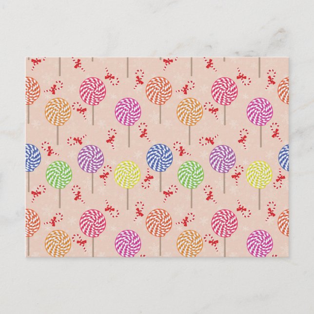 Postal Navidades de Peppermint Candy Mints, latas de dulc (Anverso)