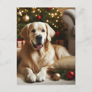 Postal Navidades de perro de Golden Retriever