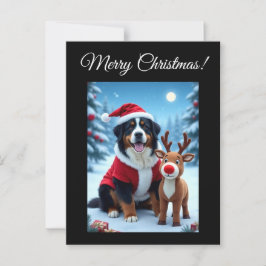 Postal Navidades de Perro de Montaña de Bernese