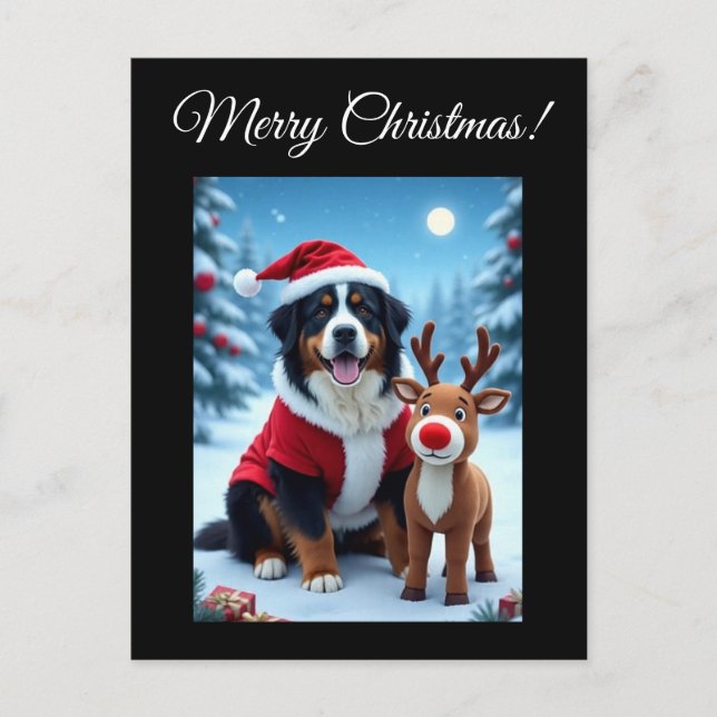 Postal Navidades de Perro de Montaña de Bernese (Anverso)
