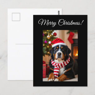 Postal Navidades de Perro de Montaña de Bernese