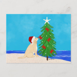 Postal Navidades de perro de Santa Dorada desean una post
