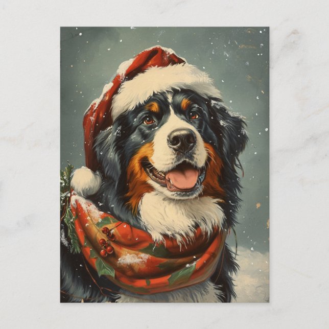Postal Navidades de perros de montaña de Bernardo (Anverso)
