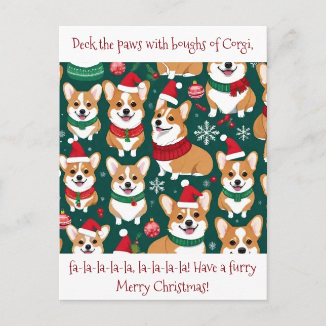 Postal Navidades de personalizable Cute Corgi (Anverso)