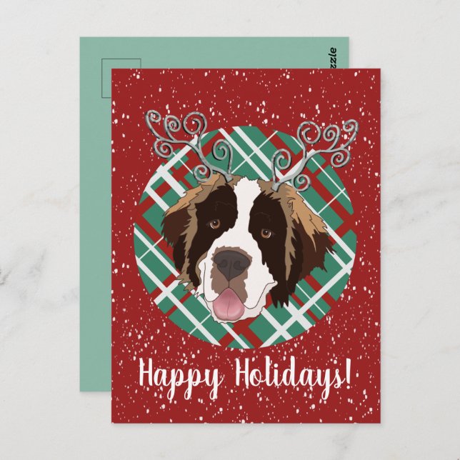 Postal Navidades de personalizable San Bernard (Anverso / Reverso)
