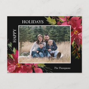 Postal Navidades de Poinsettia feliz foto de las vacacion