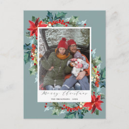 Postal Navidades de Poinsettia Pine Needle Divertido mens